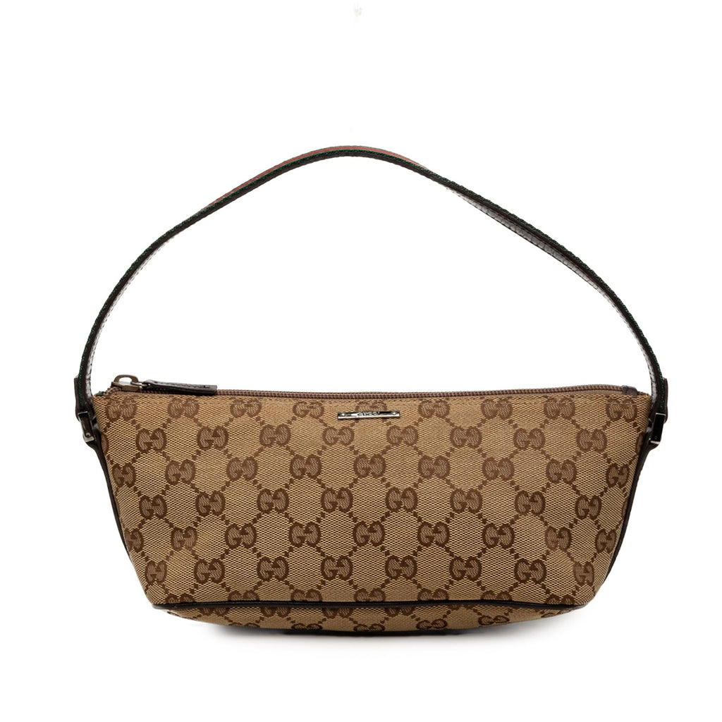 Gucci GG Canvas Web Boat Shoulder Bag - Beige