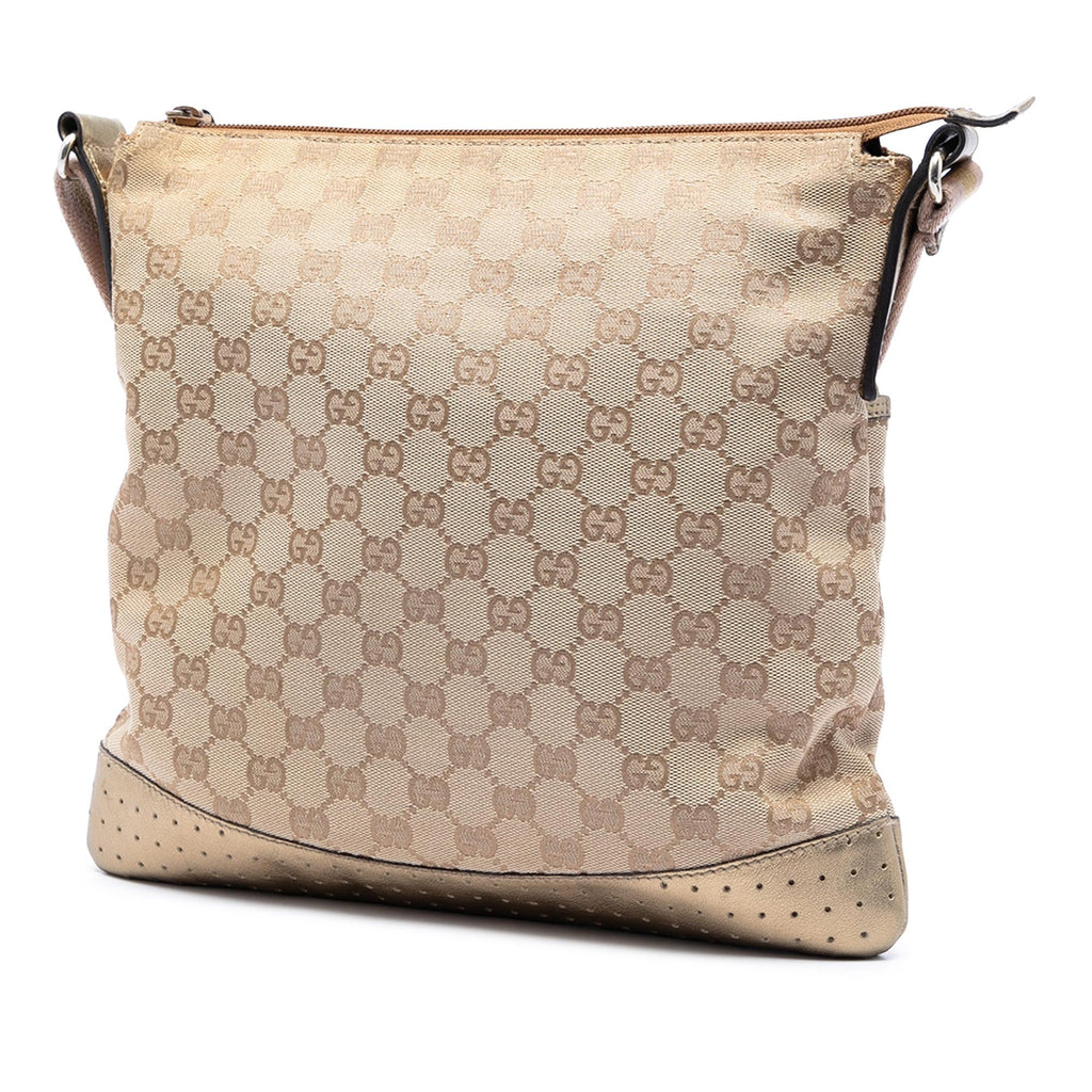 Gucci GG Canvas Web Crossbody Bag - Beige