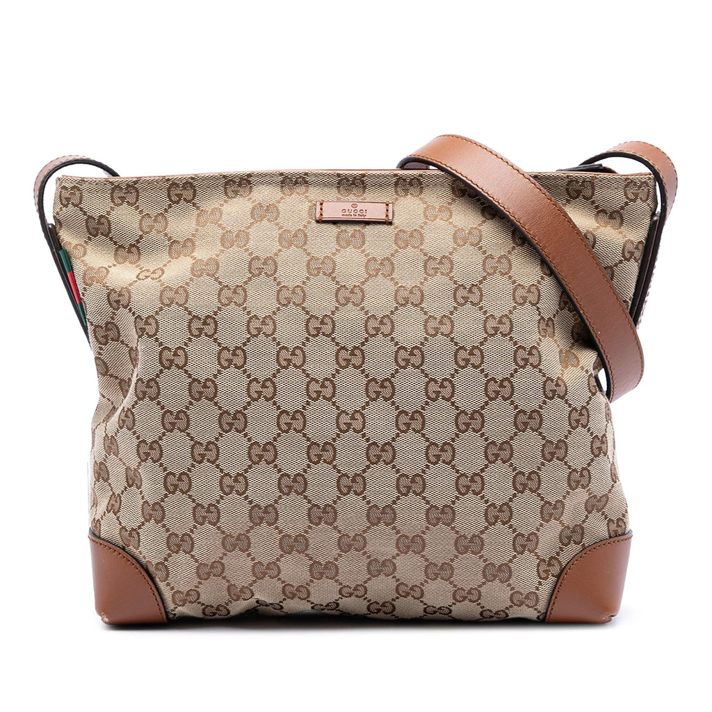 Gucci GG Canvas Web Crossbody Bag - Beige