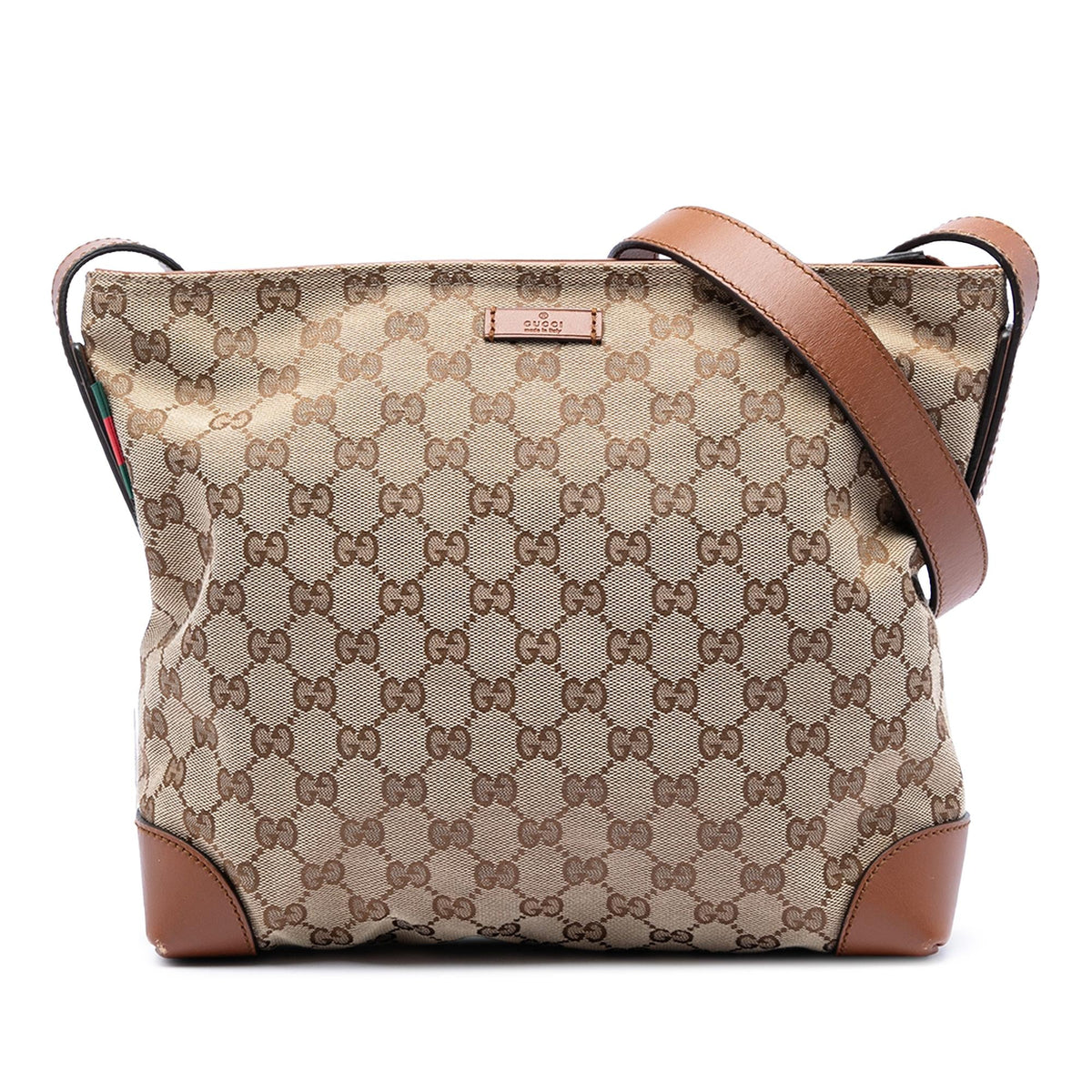 Gucci GG Canvas Web Crossbody Bag - Beige