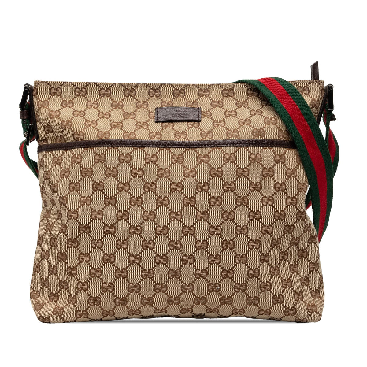Gucci GG Canvas Web Crossbody Bag - Beige