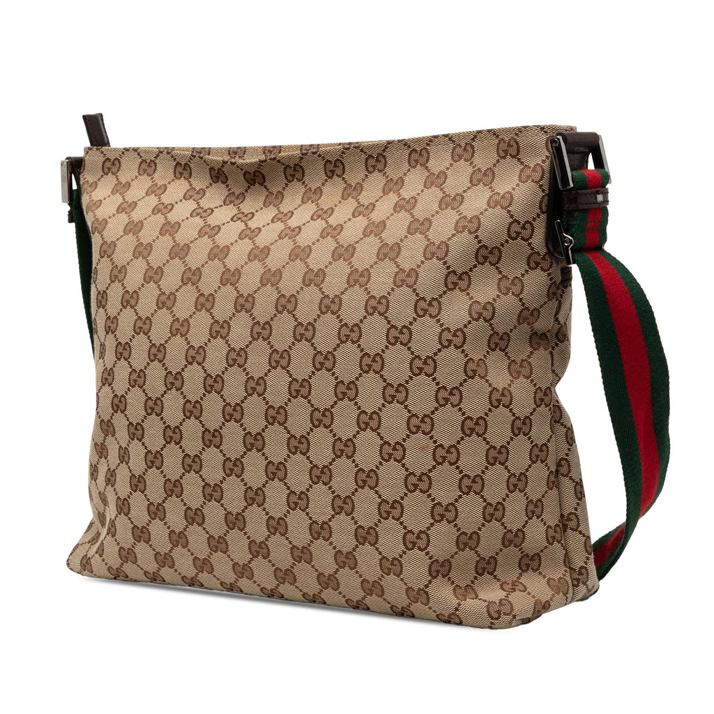 Gucci GG Canvas Web Crossbody Bag - Beige