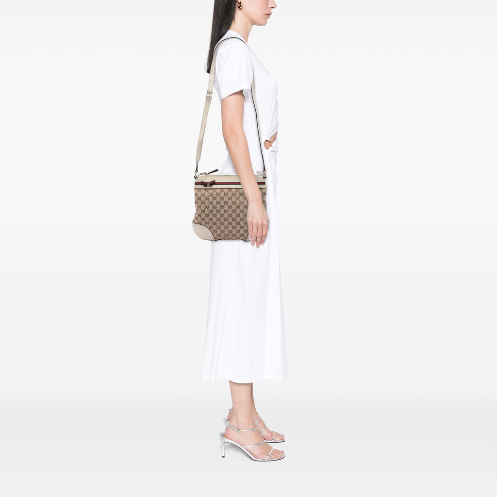 Gucci GG Canvas Web Mayfair Crossbody Bag - Beige