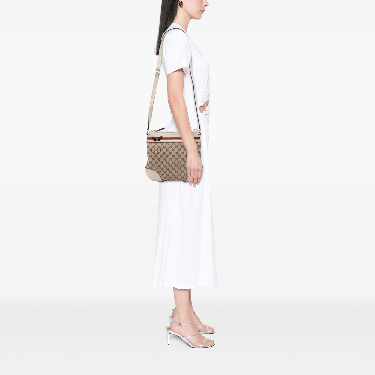 Gucci GG Canvas Web Mayfair Crossbody Bag - Beige