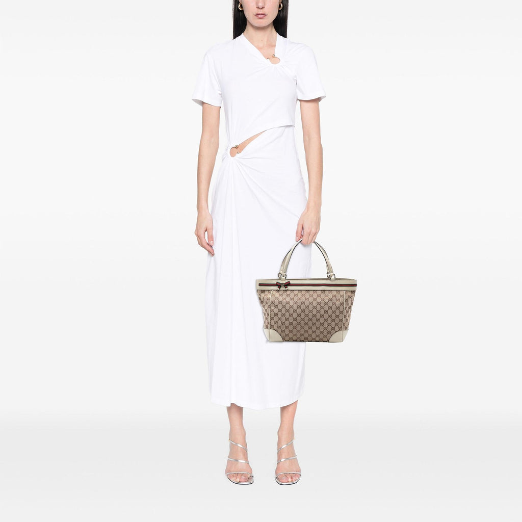 Gucci GG Canvas Web Mayfair Tote Bag - Beige