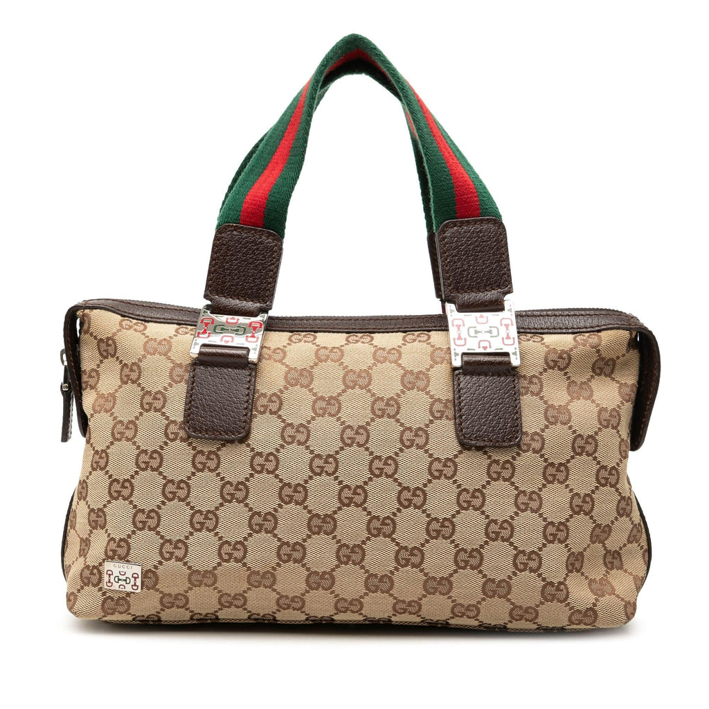Gucci GG Canvas Web Pop Handbag Satchel - Beige