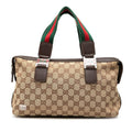 Gucci GG Canvas Web Pop Handbag Satchel - Beige