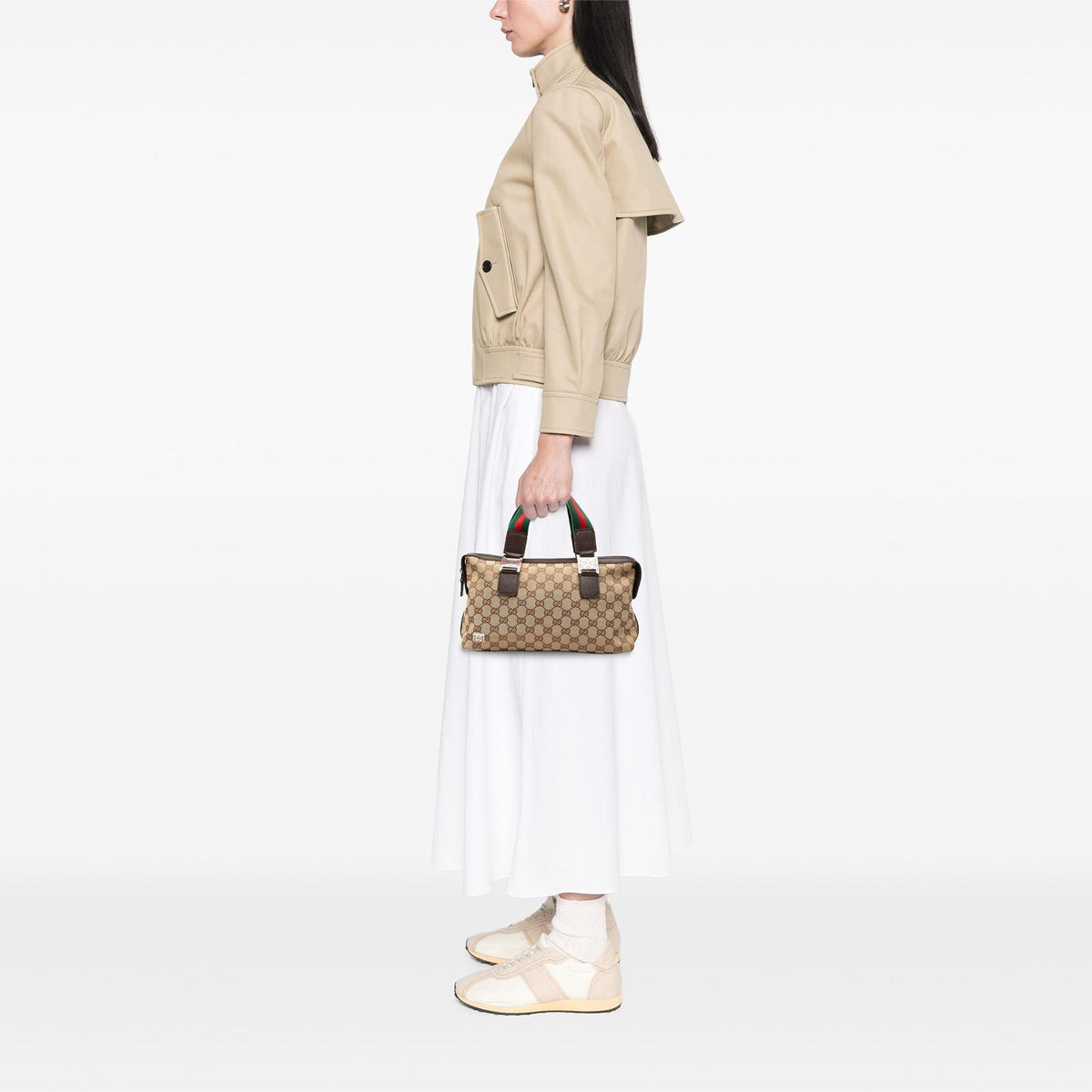 Gucci GG Canvas Web Pop Handbag Satchel - Beige