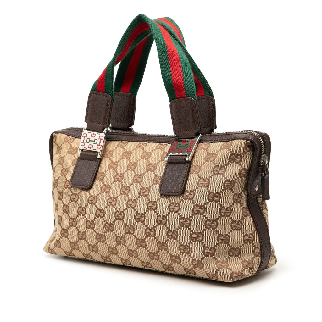 Gucci GG Canvas Web Pop Handbag Satchel - Beige