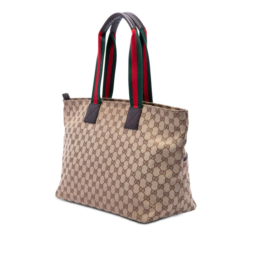 Gucci GG Canvas Web Tote Bag - Beige