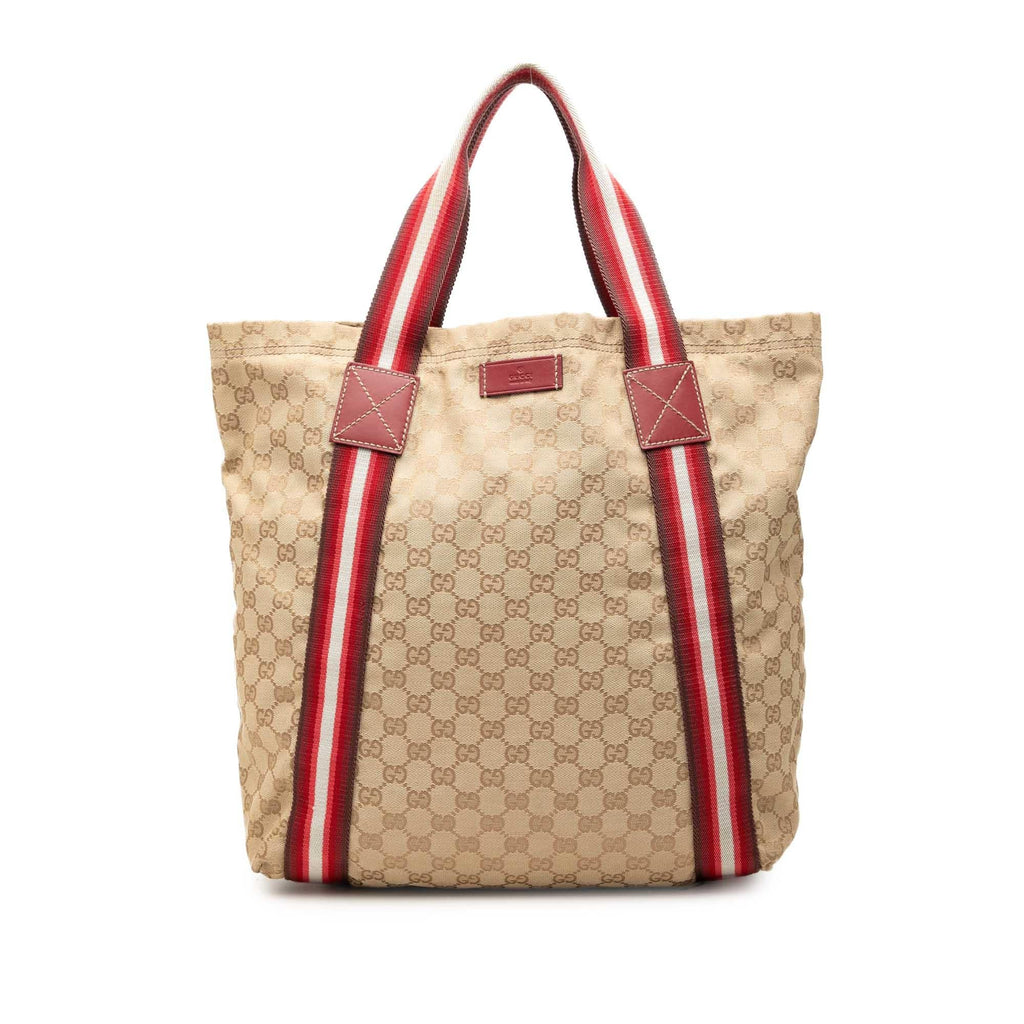Gucci GG Canvas Web Tote Bag - Beige