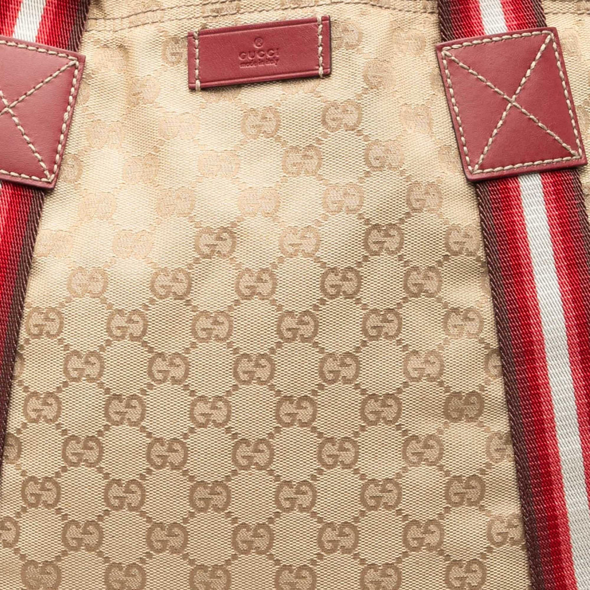 Gucci GG Canvas Web Tote Bag - Beige