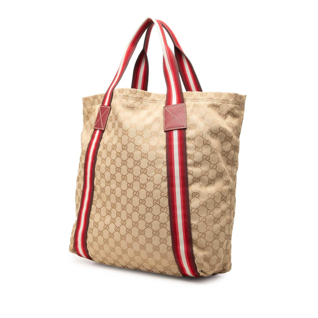 Gucci GG Canvas Web Tote Bag - Beige