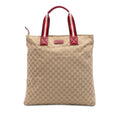 Gucci GG Canvas Web Vertical Tote Bag - Beige