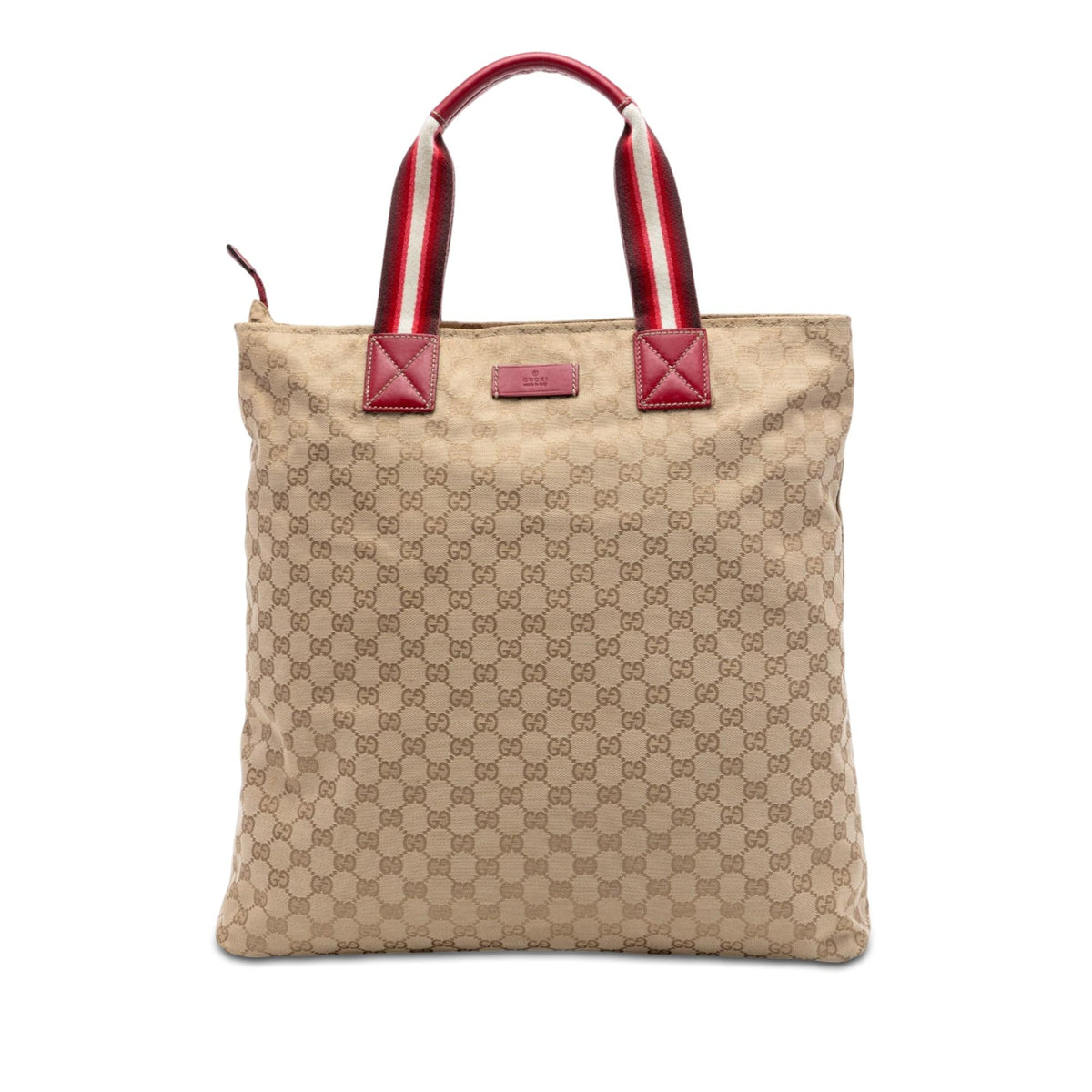 Gucci GG Canvas Web Vertical Tote Bag - Beige