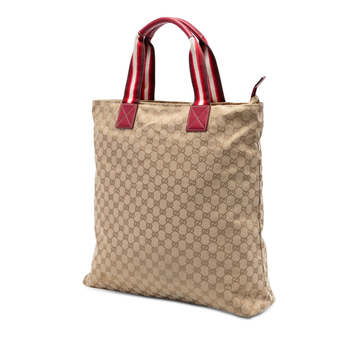 Gucci GG Canvas Web Vertical Tote Bag - Beige