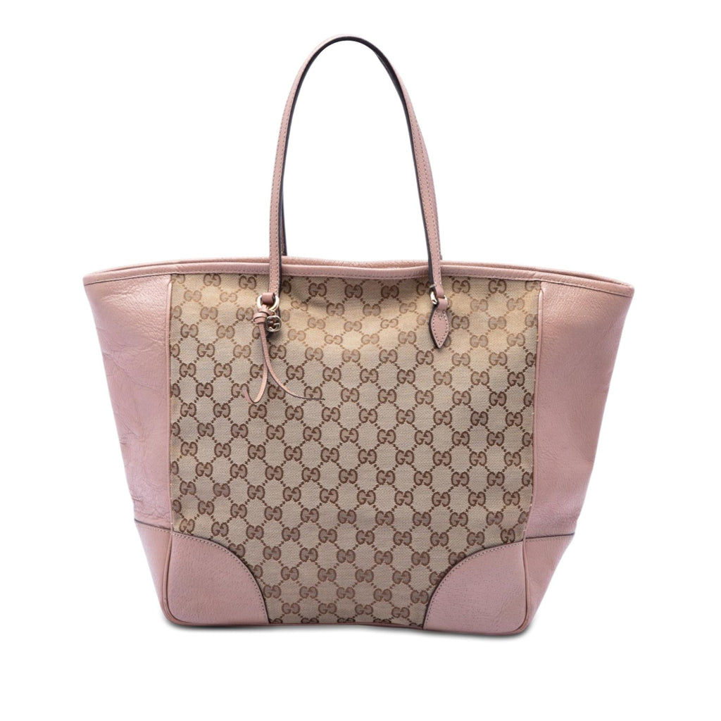 Gucci GG Canvas and Leather Bree Tote Bag - Beige/Pink