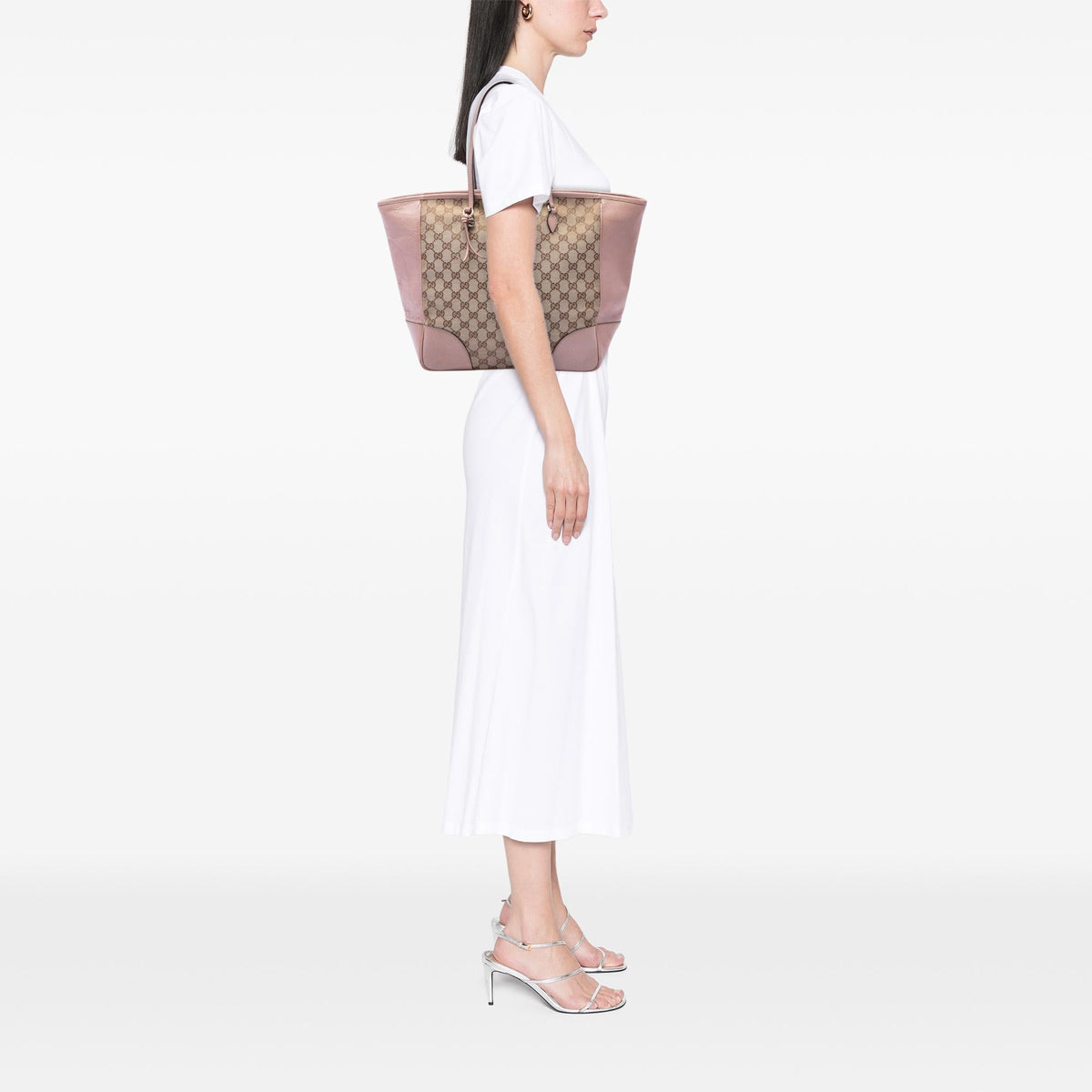 Gucci GG Canvas and Leather Bree Tote Bag - Beige/Pink