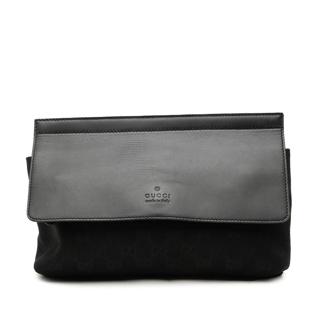 Gucci GG Canvas and Leather Web Belt Bag - Black