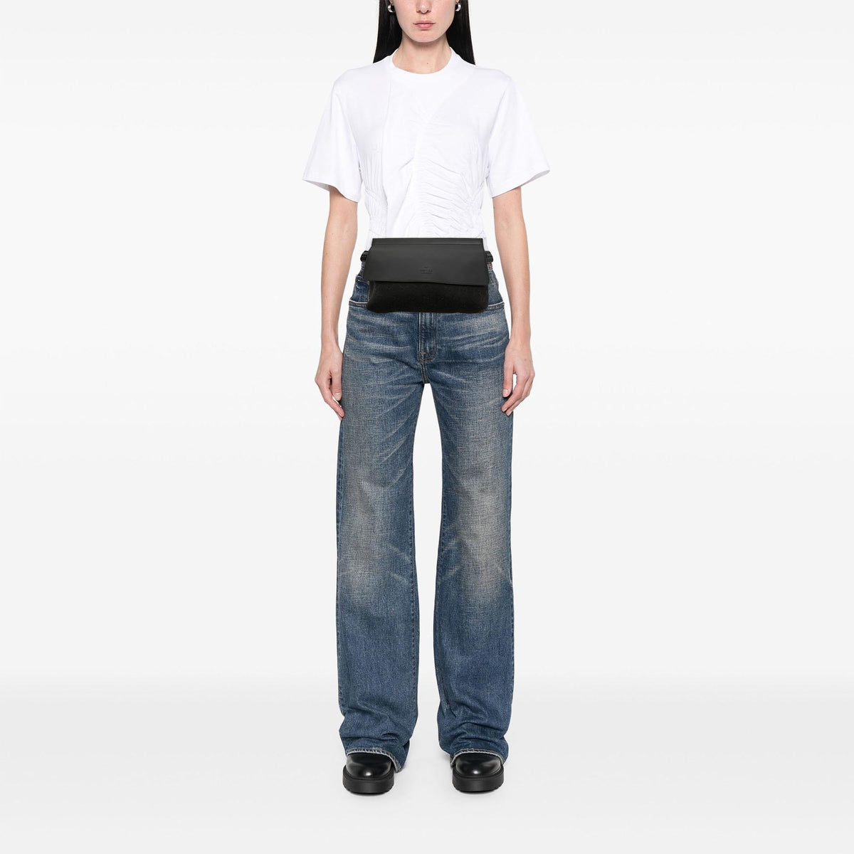 Gucci GG Canvas and Leather Web Belt Bag - Black