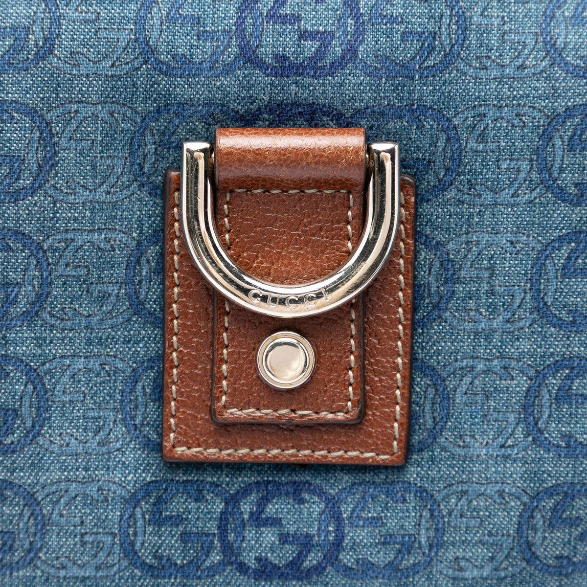 Gucci GG Denim Abbey D Ring Crossbody Bag - Blue