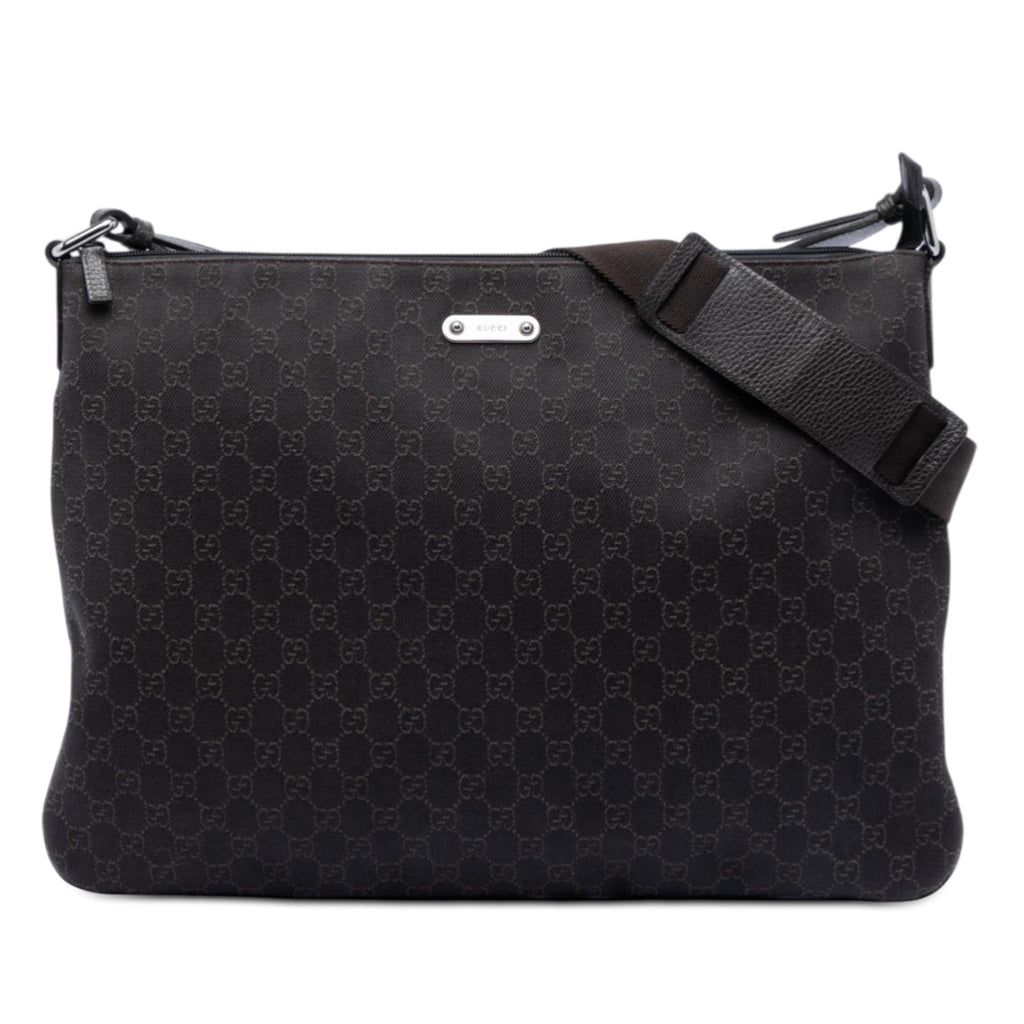 Gucci GG Denim Crossbody Bag - Brown