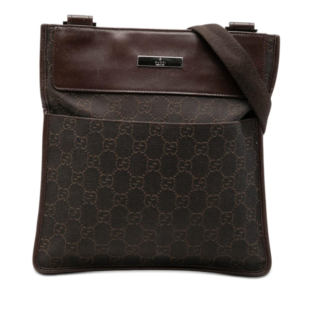 Gucci GG Denim Crossbody Bag - Brown
