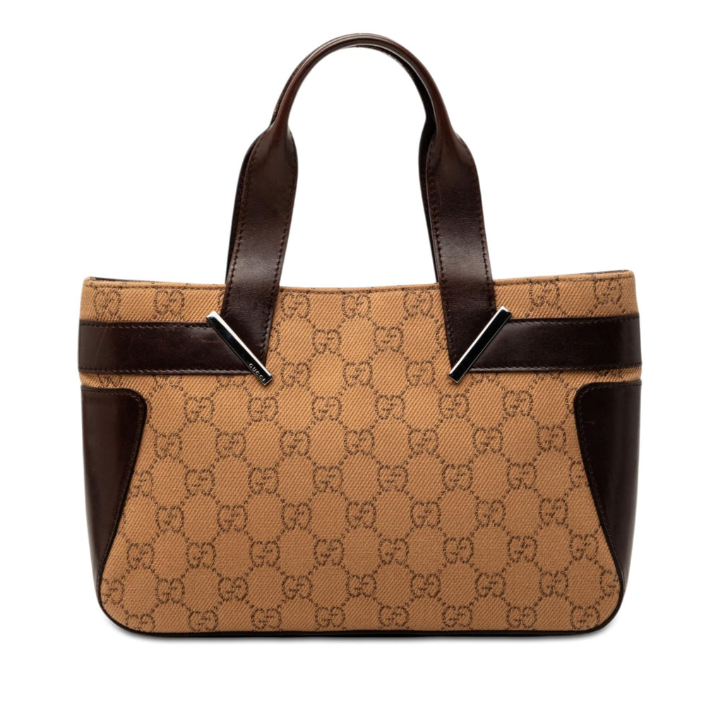 Gucci GG Denim Handbag Satchel - Brown