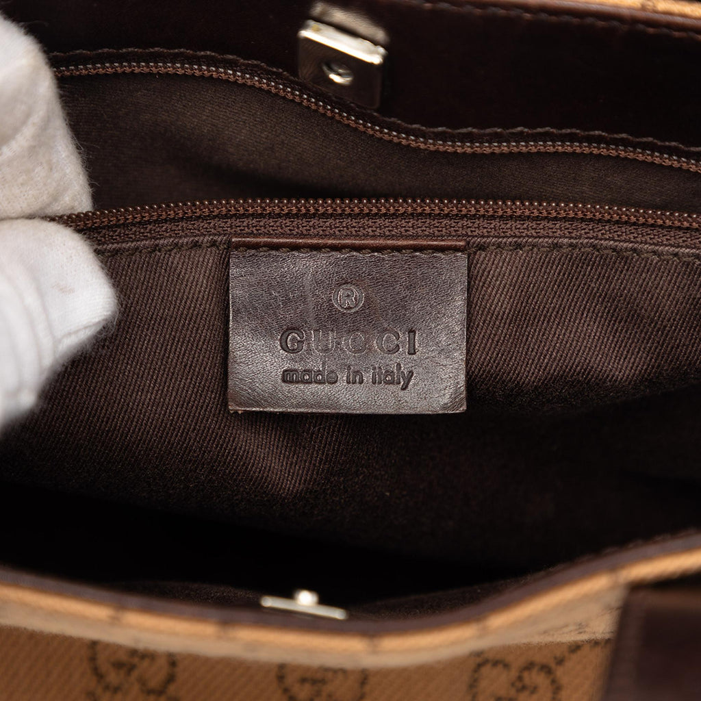 Gucci GG Denim Handbag Satchel - Brown