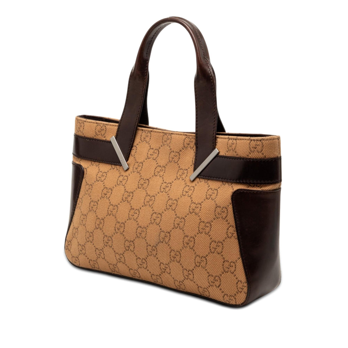 Gucci GG Denim Handbag Satchel - Brown