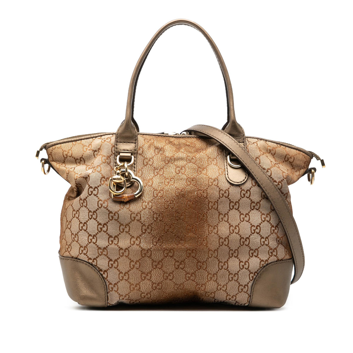 Gucci GG Lurex Heart Bit Satchel - Brown