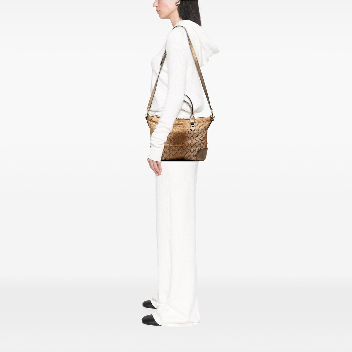 Gucci GG Lurex Heart Bit Satchel - Brown