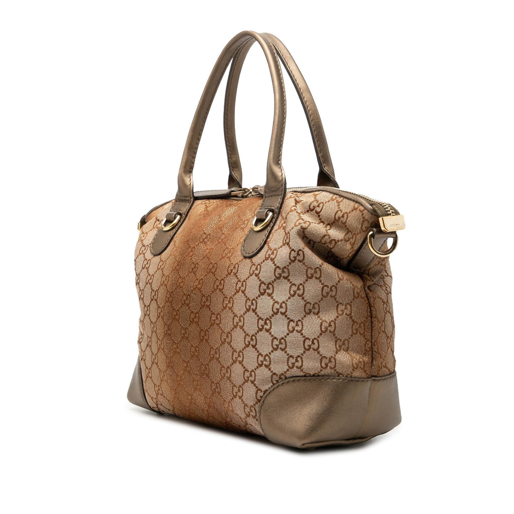 Gucci GG Lurex Heart Bit Satchel - Brown