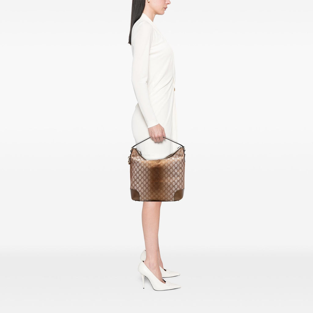 Gucci GG Lurex Heart Bit Shoulder Bag - Brown
