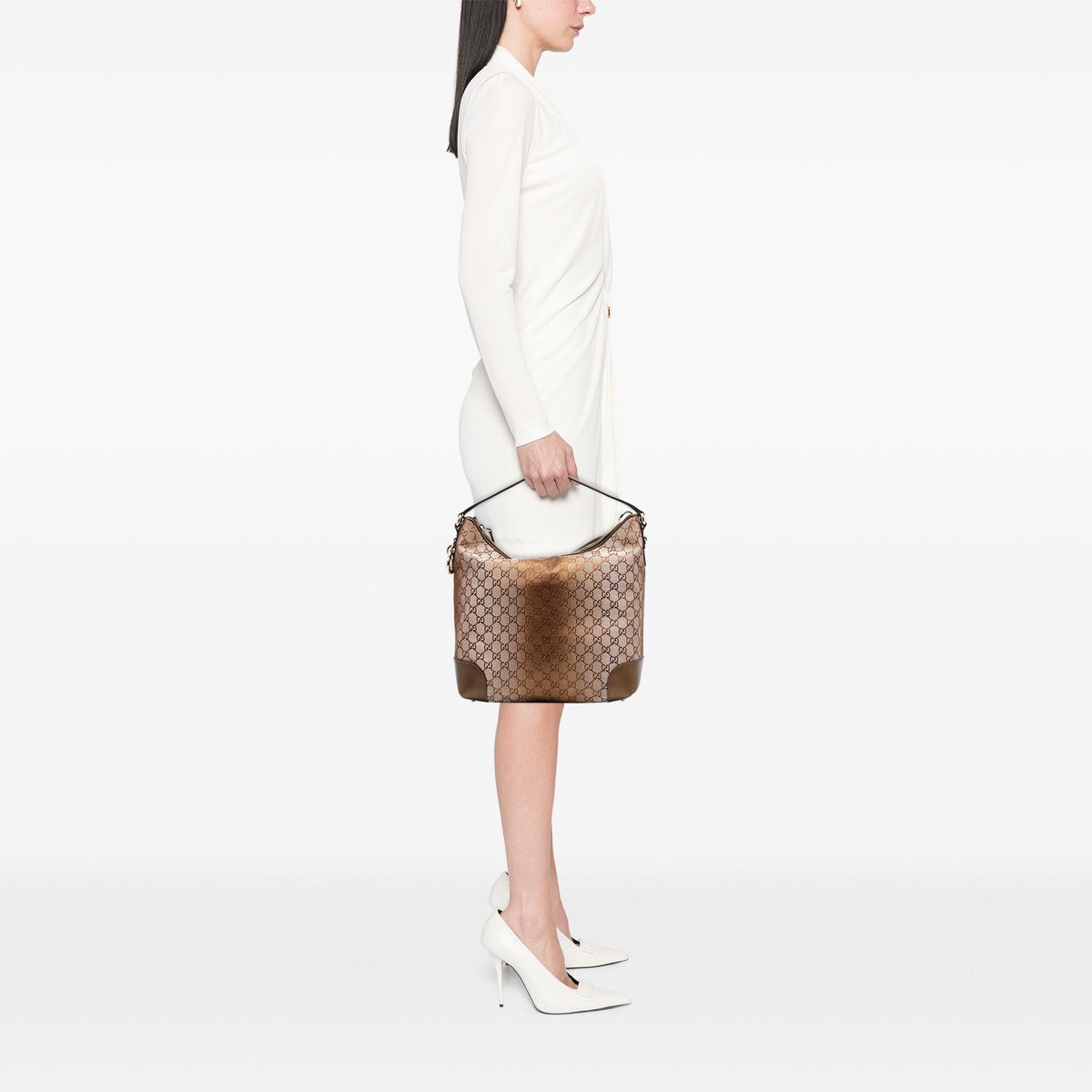 Gucci GG Lurex Heart Bit Shoulder Bag - Brown