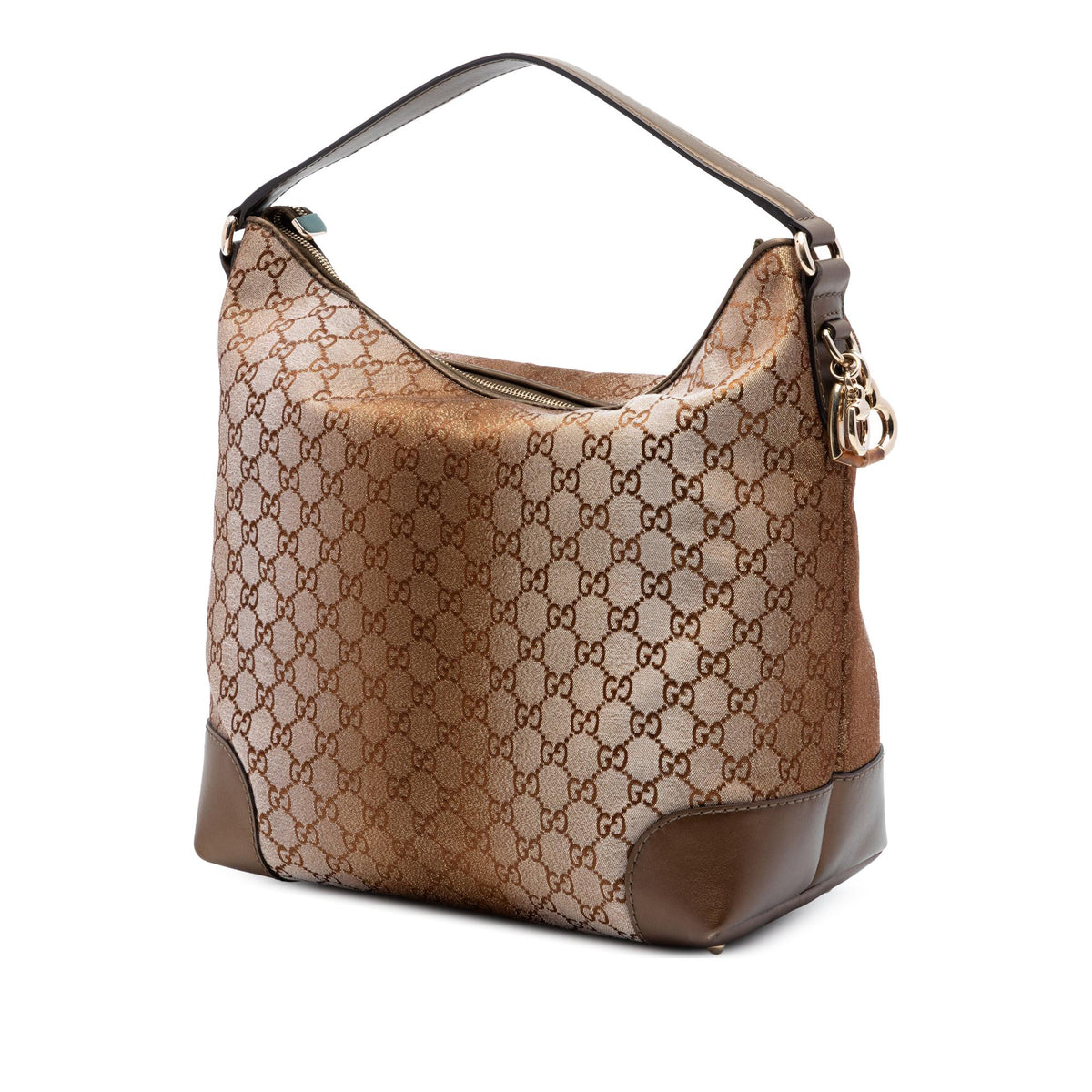 Gucci GG Lurex Heart Bit Shoulder Bag - Brown