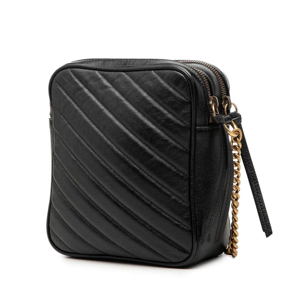Gucci GG Marmont Matelasse Leather Double Zip Crossbody Bag - Black