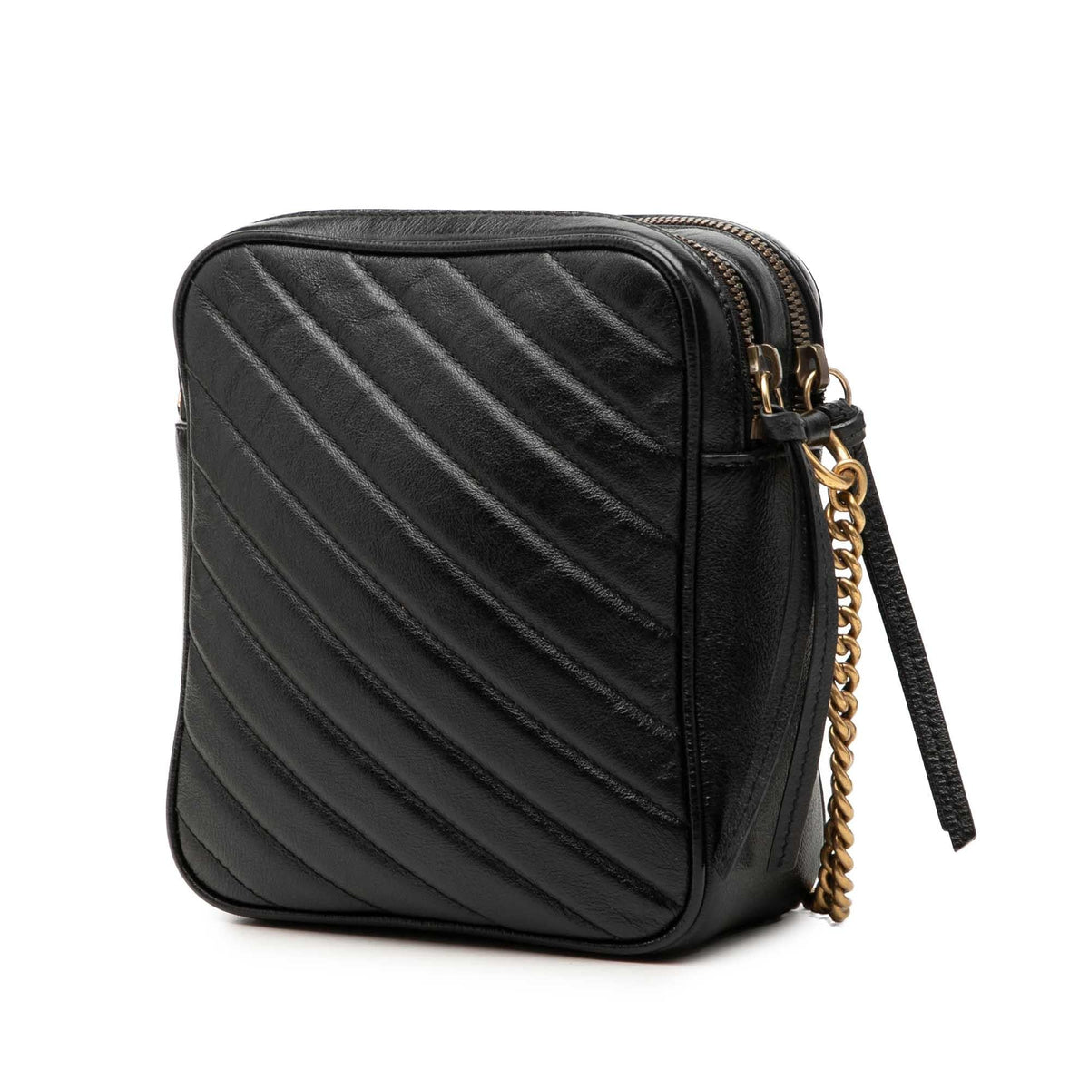 Gucci GG Marmont Matelasse Leather Double Zip Crossbody Bag - Black