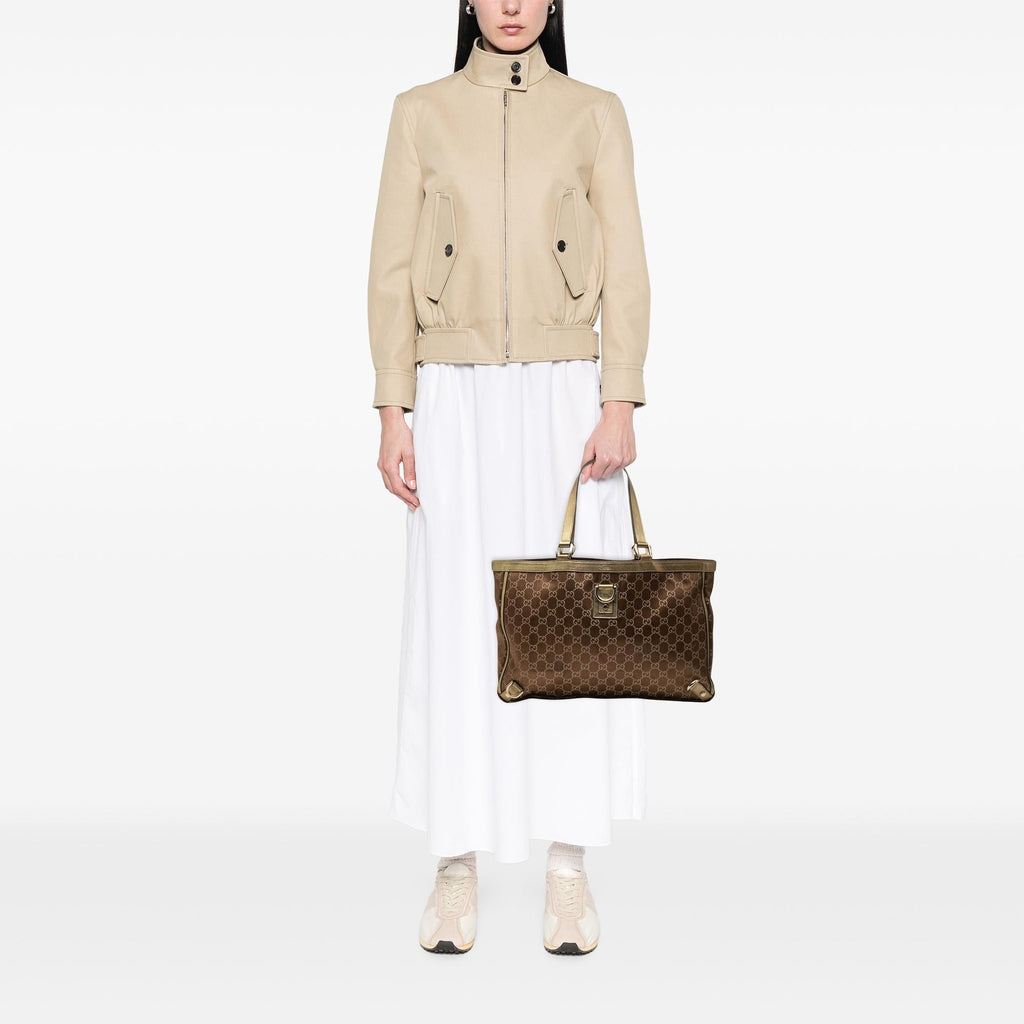 Gucci GG Satin Abbey D Ring Tote Bag - Brown/Gold