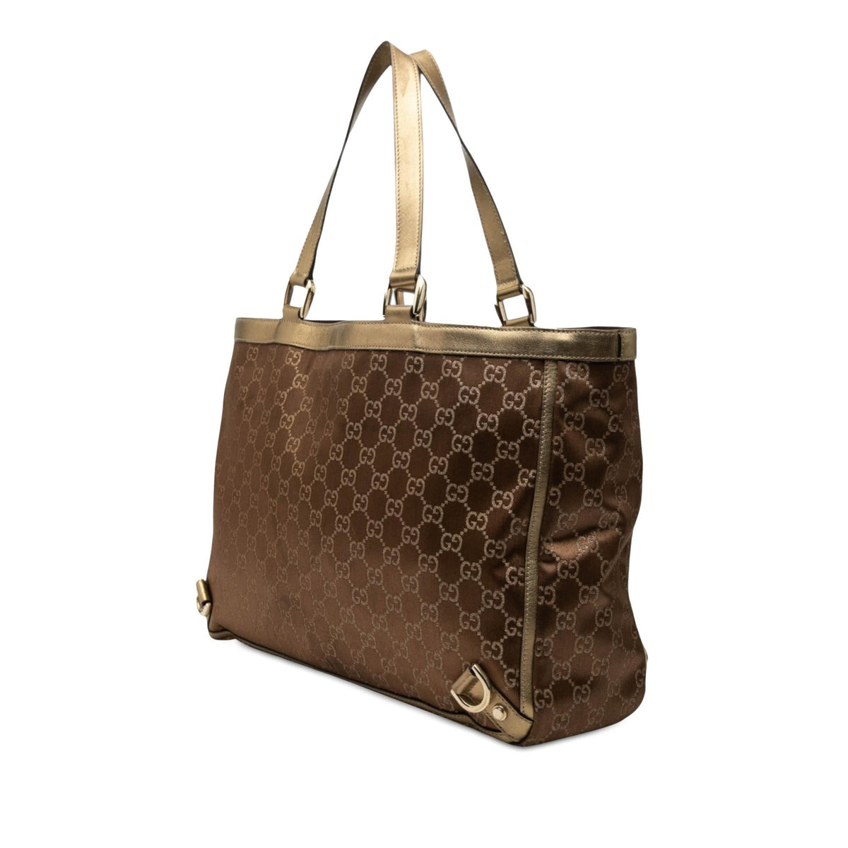 Gucci GG Satin Abbey D Ring Tote Bag - Brown/Gold