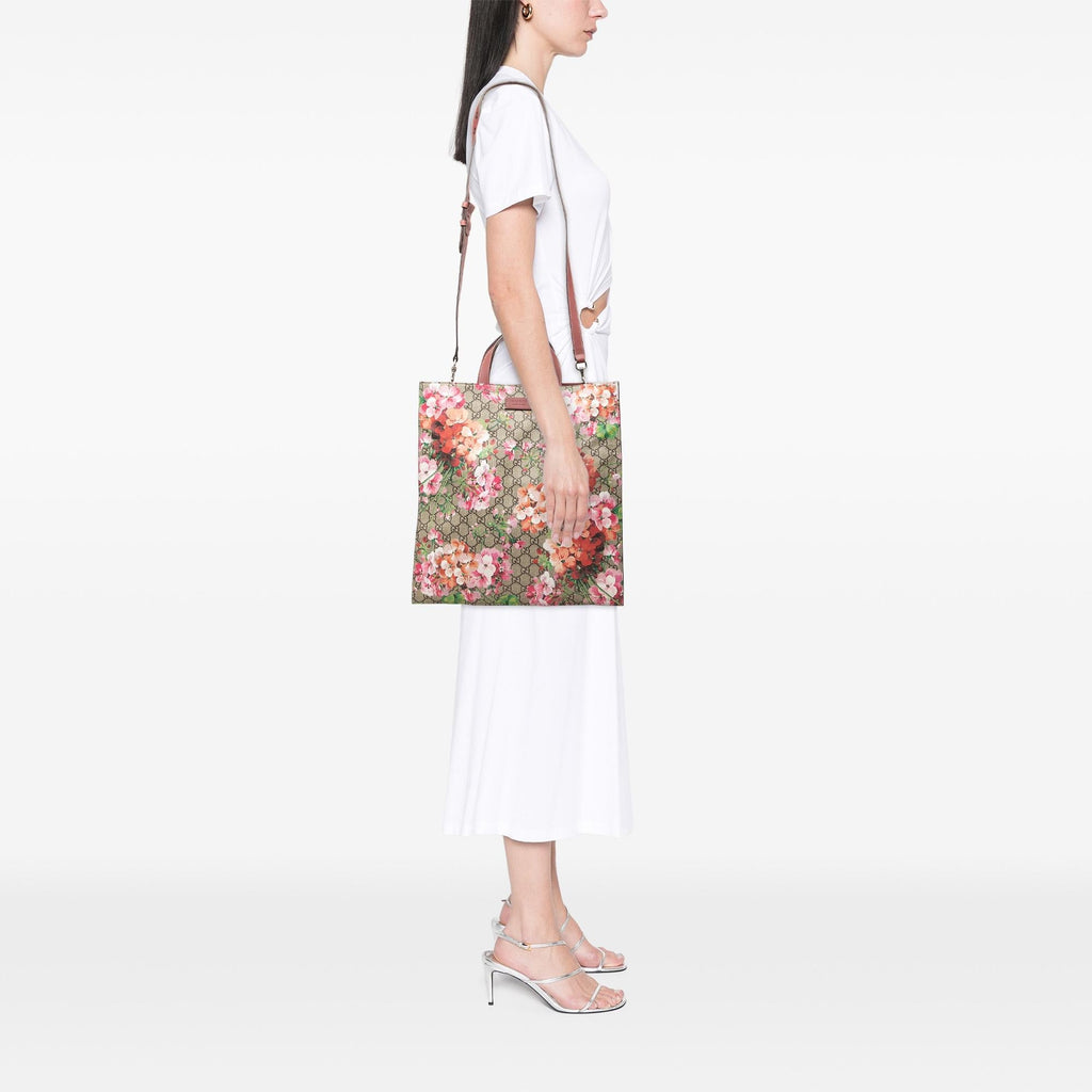 Gucci GG Supreme Blooms Convertible Tote Bag - Beige
