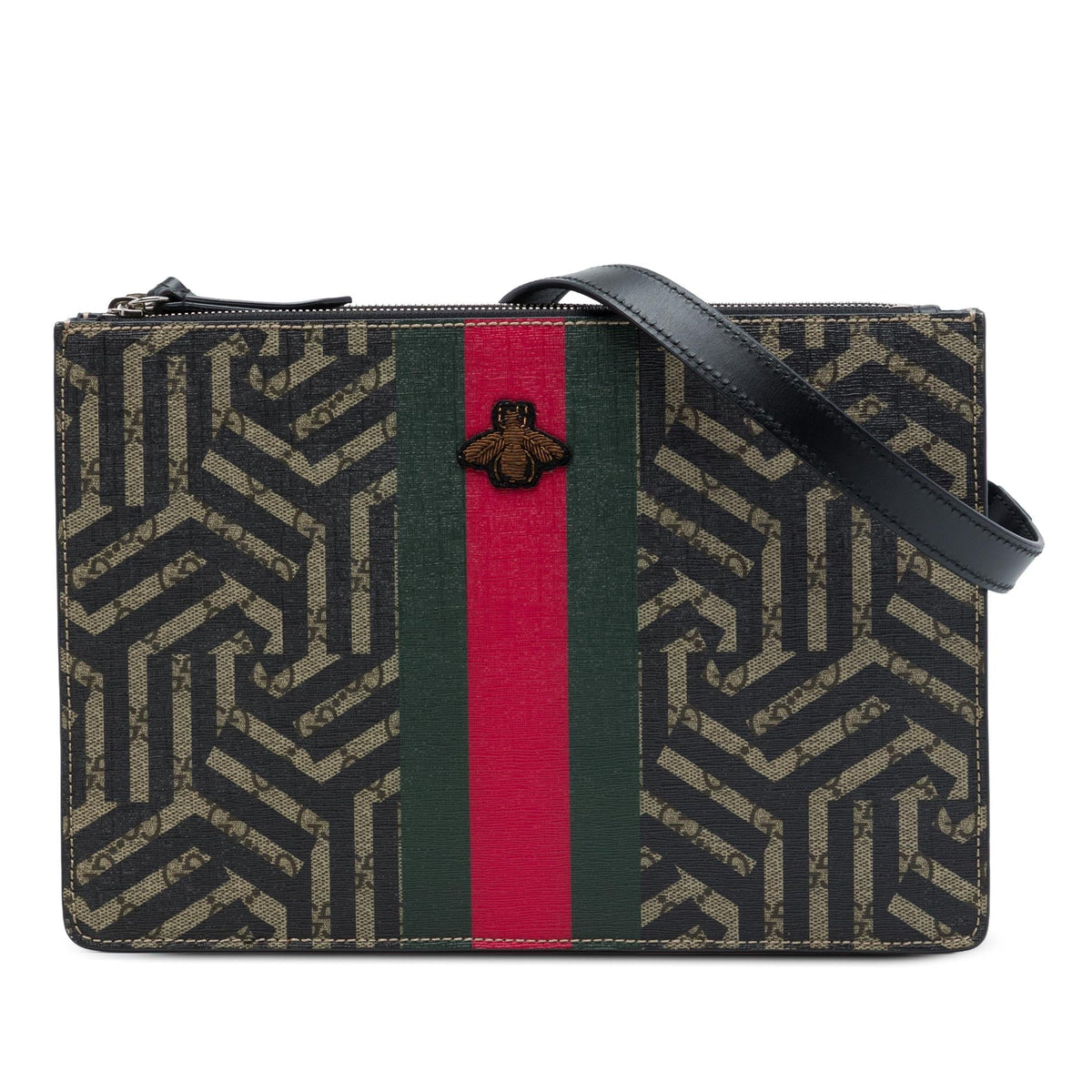 Gucci GG Supreme Caleido Web Bee Crossbody Bag - Beige