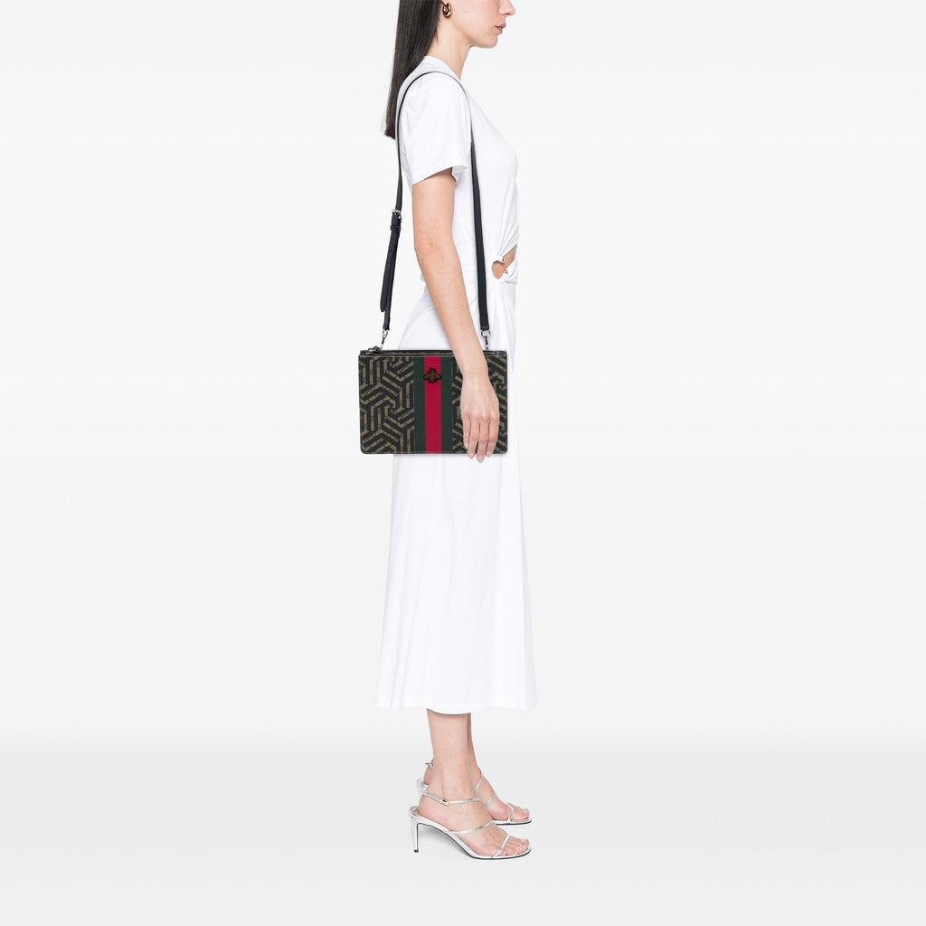 Gucci GG Supreme Caleido Web Bee Crossbody Bag - Beige