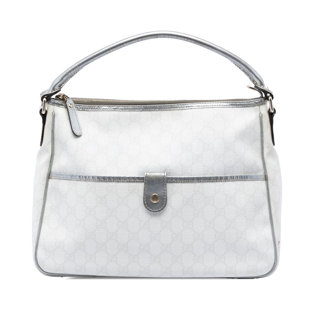 Gucci GG Supreme Joy Handbag Satchel - Silver/White