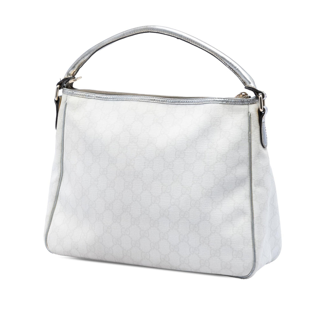 Gucci GG Supreme Joy Handbag Satchel - Silver/White