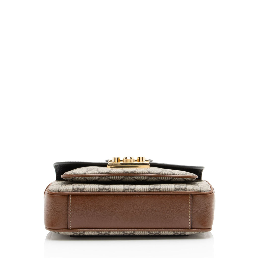 Gucci GG Supreme Leather Padlock Mini Crossbody Bag - Beige/Black/Brown