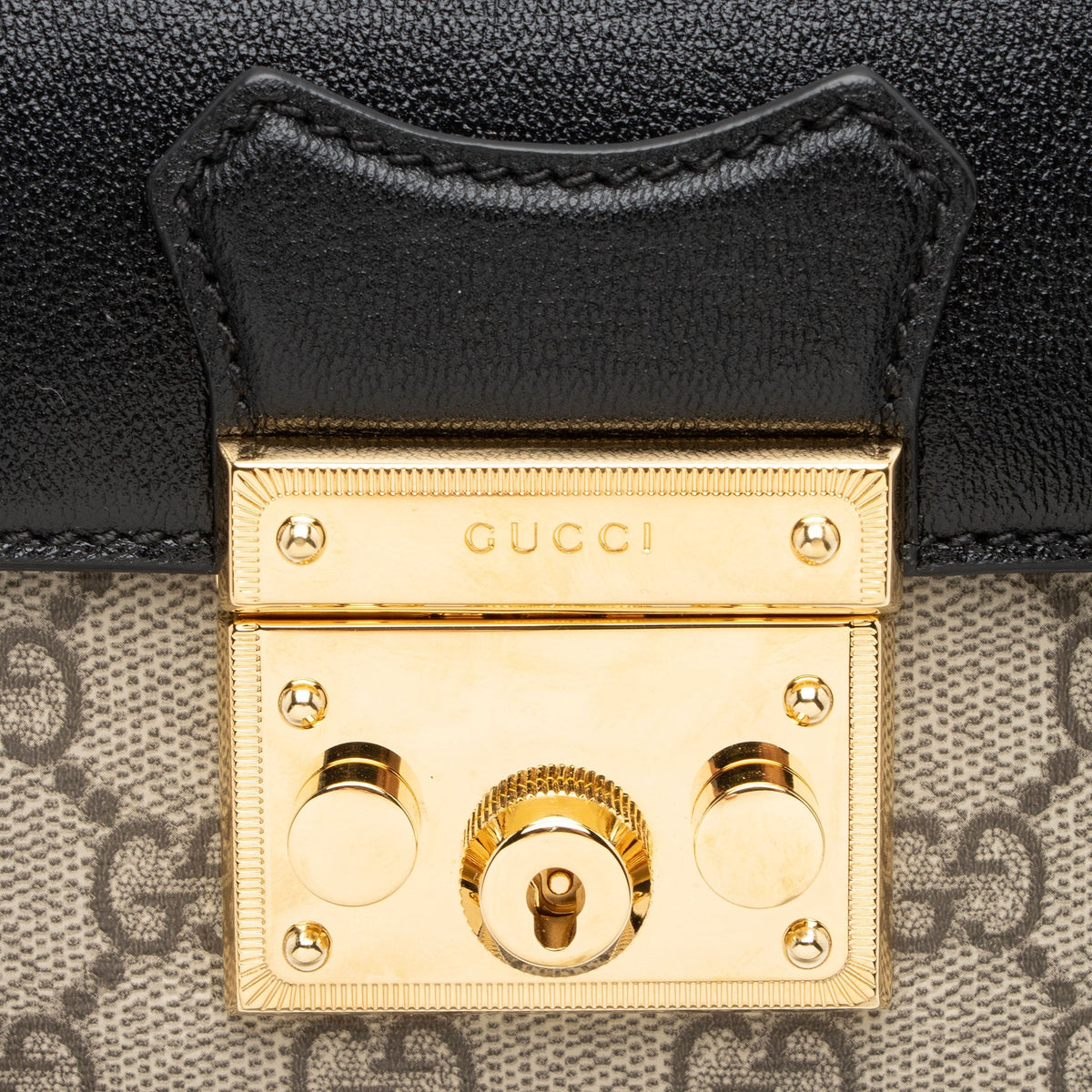 Gucci GG Supreme Leather Padlock Mini Crossbody Bag - Beige/Black/Brown
