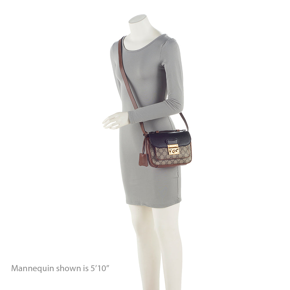 Gucci GG Supreme Leather Padlock Mini Crossbody Bag - Beige/Black/Brown