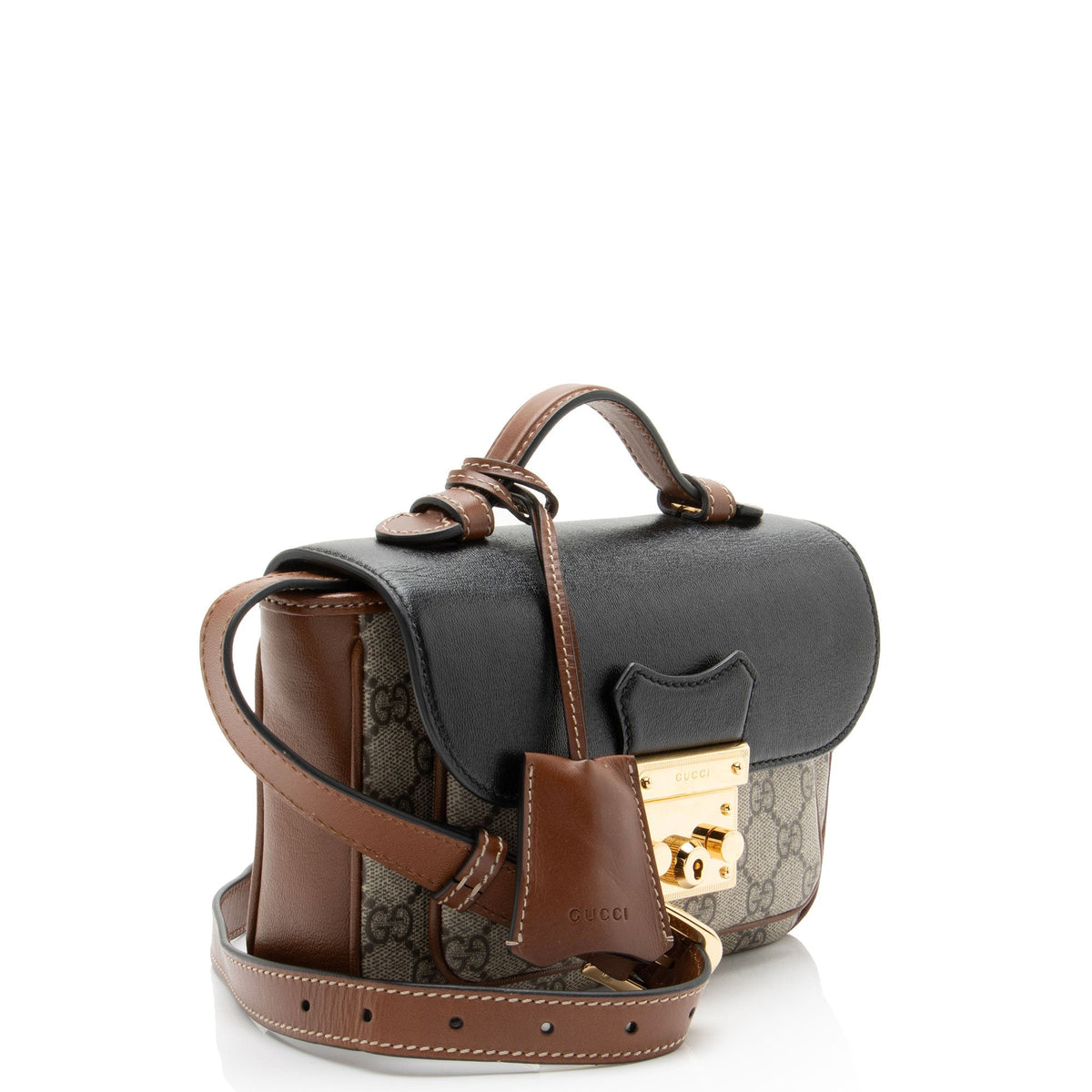 Gucci GG Supreme Leather Padlock Mini Crossbody Bag - Beige/Black/Brown