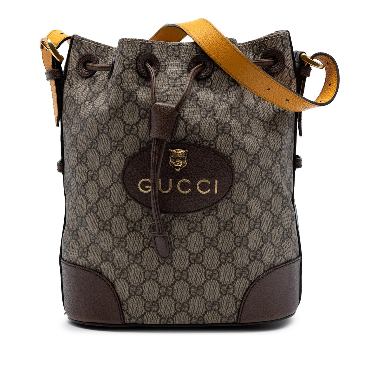 Gucci GG Supreme Neo Vintage Drawstring Bucket Bag - Beige